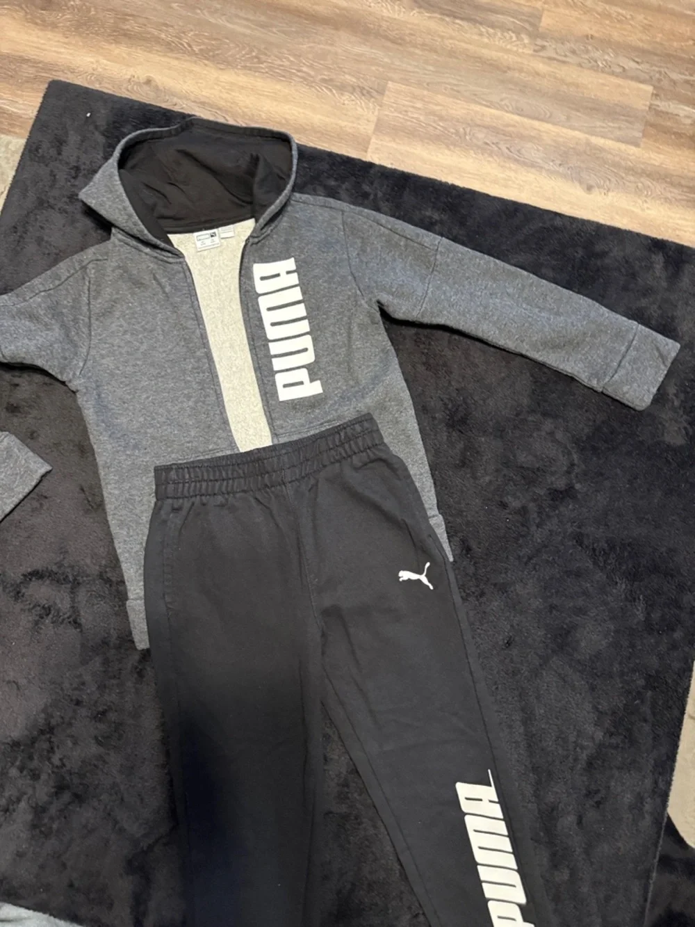 Puma Grey and Black Boys Zip Hoodie with Joggers - Picture 2 of 3